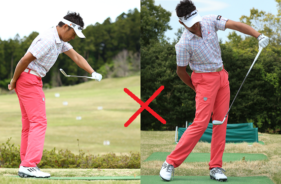 ゴルフのダウンスイングで左肩が上がる癖を直す方法